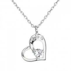 Stříbrný náhrdelník se zirkonem bílé srdce 12022.1