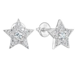 Strieborné náušnice pecka so zirkónom biela hviezdička 11282.1