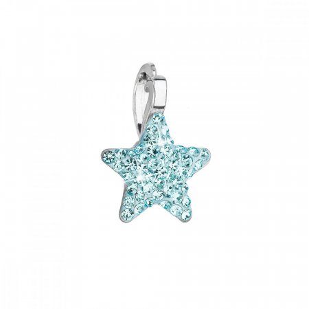 Stříbrný přívěsek s křišťály Preciosa modrá hvězdička 34259.3 Aqua