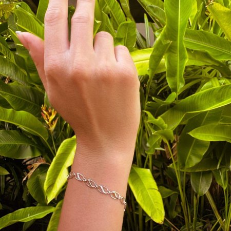 Strieborný náramok kávové zrná so zirkónmi 13083.1 crystal