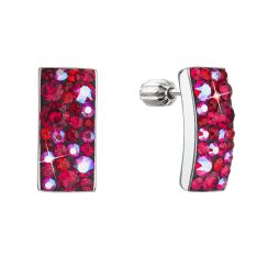 Stříbrné visací náušnice se Swarovski krystaly červený obdélník 31303.3 Cherry