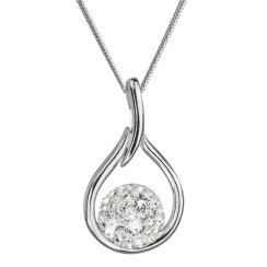 Stříbrný náhrdelník se Swarovski krystaly bílá kapka 32075.1 Krystal