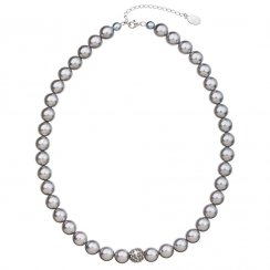 Náhrdelník šedá perla s krištáľmi Preciosa 32011.3 Light Grey