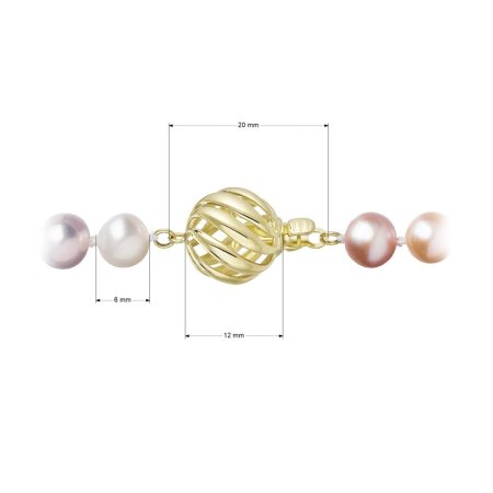 Perlový náramek z říčních perel se zapínáním ze 14 karátového zlata 923004.3/9264A multi