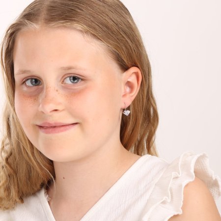 Strieborné náušnice visiace s kryštálmi Swarovski fialové srdce 31125.9 Violet Opal