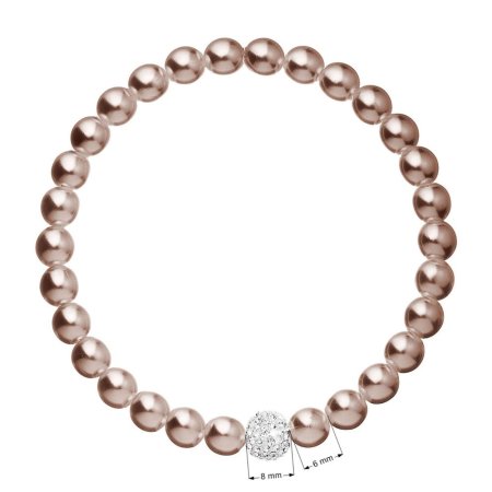 Perlový náramek hnědý s křišťály Preciosa 33115.3 Bronze