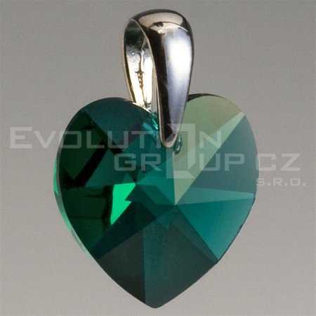 Prívesok so Swarovski Elements srdce zelenej 34003.3 Emerald