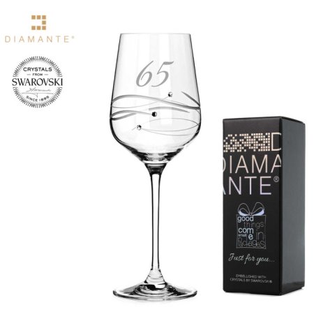 Sklenice na víno se Swarovski Elements 450 ml číslo "65"