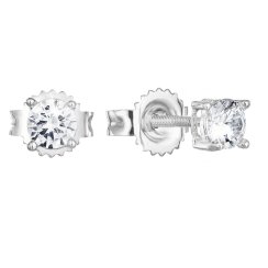 Strieborné náušnice pecka so zirkónom biele okrúhle 11330.1