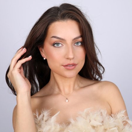 Zlatý 14 karátový náhrdelník bílé zlato s bílou říční perlou 82P00044