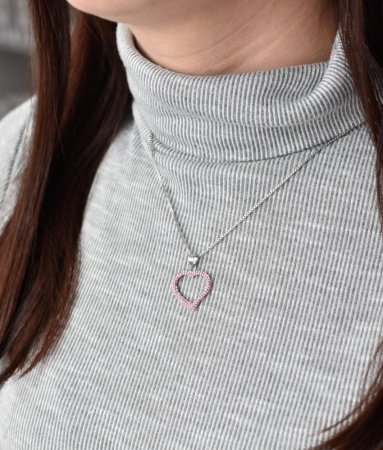 Strieborný prívesok s kryštálmi Swarovski ružové srdce 34093.3 Rose