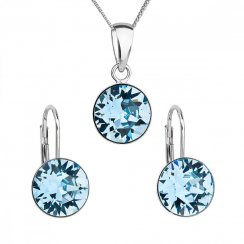 Sada šperků s krystaly Swarovski náušnice, řetízek a přívěsek modré kulaté 39140.3 Aqua