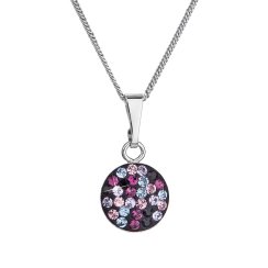 Strieborný náhrdelník so Swarovski kryštálmi okrúhly fialový 32086.3 Magic violet