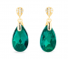 Strieborné pozlátené náušnice s kryštálmi Swarovski Elements zelená kvapka Dainty Drop KWG610616EM Emerald