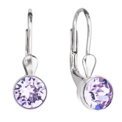Strieborné náušnice visiace s kryštálmi fialovej guľaté 31112.3 Violet