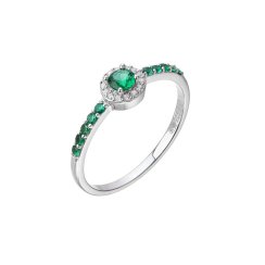 Stříbrný prsten zelené zirkony 15041.3