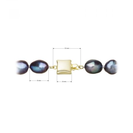 Perlový náhrdelník z riečnych perál so zapínaním zo 14 karátového zlata 922027.3/9268A peacock