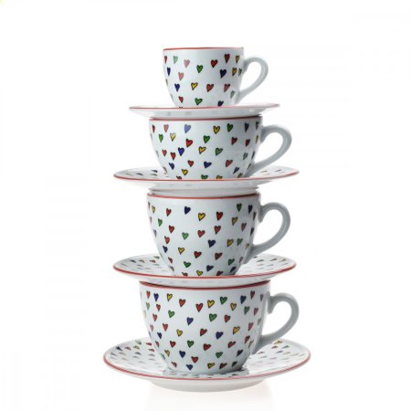 Porcelánový hrnek s podšálkem na kávu srdce Milada 180 ml