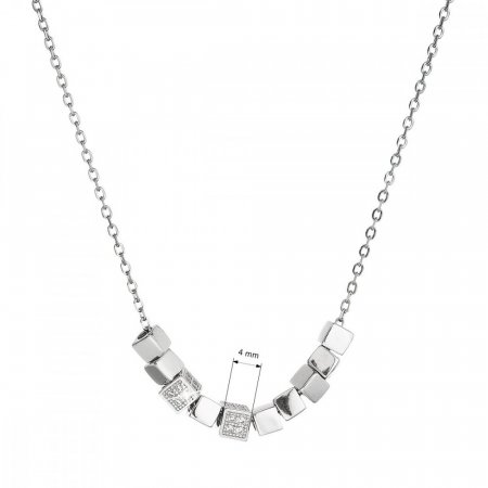 Stříbrný náhrdelník kostičky na řetízku se zirkony 12071.1