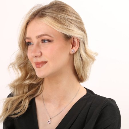 Sada šperkov s kryštálmi Swarovski náušnice, retiazka a prívesok ružové okrúhle 39352.3 Light Rose