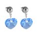 Náušnice se Swarovski Elements srdíčko Light Sapphire 10 mm