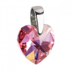 Stříbrný přívěsek s krystaly Swarovski AB efekt růžové srdce 34003.4 Light Rose AB