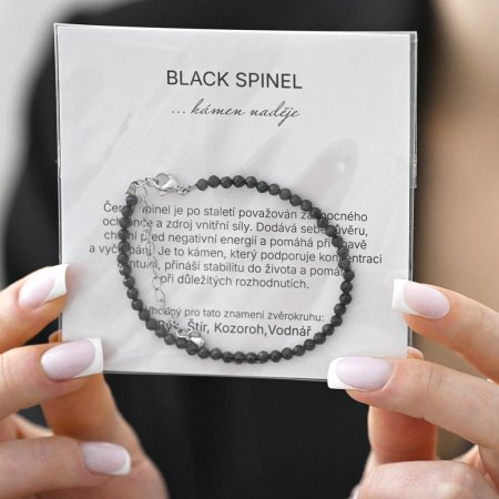 Náramek s pravými black spinel kameny 43055.3 ocel