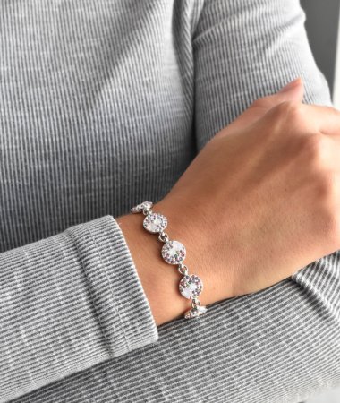 Stříbrný náramek se Swarovski krystaly růžový 33048.3 Magic Rose