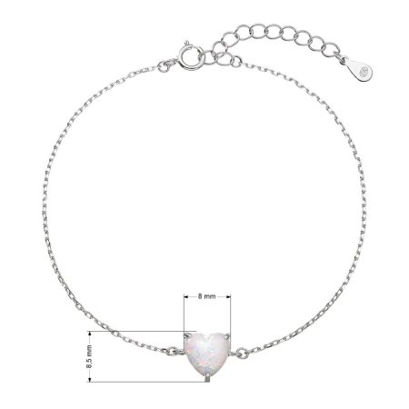 Strieborný náramok so syntetickým opálom biele srdce 13088.1 white
