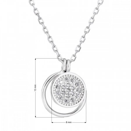 Strieborný náhrdelník so zirkónom biely okrúhly 12011.1