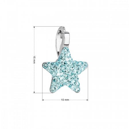 Stříbrný přívěsek s křišťály Preciosa modrá hvězdička 34259.3 Aqua