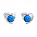 Stříbrné náušnice srdce s modrým syntetickým opálem 31259.3 Blue