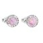 Strieborné ružové náušnice kôstky so syntetickým opálom a krištáľmi Preciosa okrúhle 31217.1 Pink s. Opal