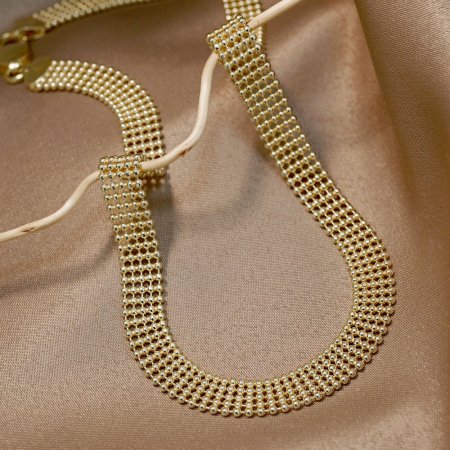 Elegantný náhrdelník pozlátený guličkový 72104