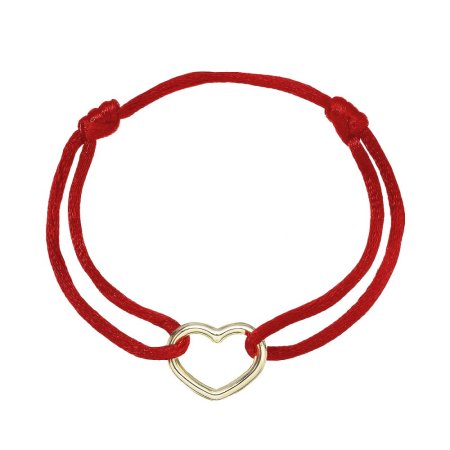 Kabbalah náramek s pozlaceným stříbrným srdcem 13093.3 red