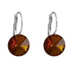 Náušnice hnedé Rivoli so Swarovski Elements visiace Smoked Topaz 12 mm