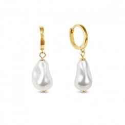 Stříbrné pozlacené náušnice bílé perlové Lulu KCRG584316W White Pearl