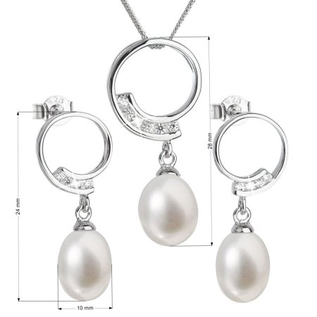 Perlová souprava z říčních perel bílá 29030.1