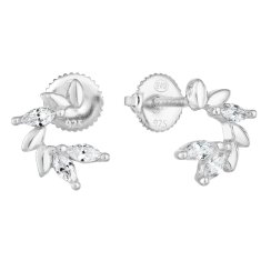 Stříbrné náušnice pecka se zirkonem v bílé barvě 11285.1