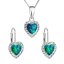 Sada šperků se syntetickým opálem a křišťály Preciosa náušnice a přívěšek zelené srdce 39161.1 Green s. Opal
