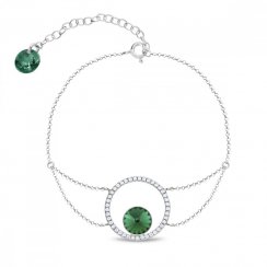 Stříbrný náramek zelený se Swarovski Elements Orbita BCD1122SS39EM Emerald