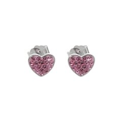 Náušnice růžové se Swarovski Elements Srdce Rose