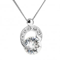 Strieborný náhrdelník s krištáľmi Preciosa biely okrúhly 32048.1 Krystal