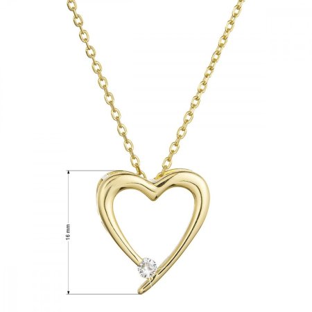 Pozlacený stříbrný náhrdelník srdce s jedním zirkonkem 12053.1 Au plating