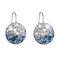 Strieborné náušnice visiace s kryštálmi Swarovski mix farieb guľaté 31176.3 Ice Blue