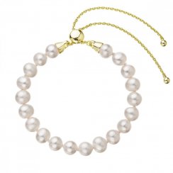 Pozlacený náramek z pravých říčních perel bílý nastavitelný 23023.1 Au plating