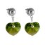 Náušnice se Swarovski Elements zelené srdíčko Olivine 10 mm
