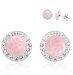Strieborné náušnice kôstky s ružovým opálom a kryštálmi Swarovski Elements Rose Opal