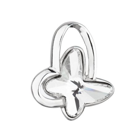 Stříbrný přívěsek s krystaly Swarovski bílý motýl 34232.1 Krystal