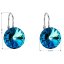 Strieborné náušnice visiace s kryštálmi Swarovski modré okrúhle 31106.5 Bermuda Blue